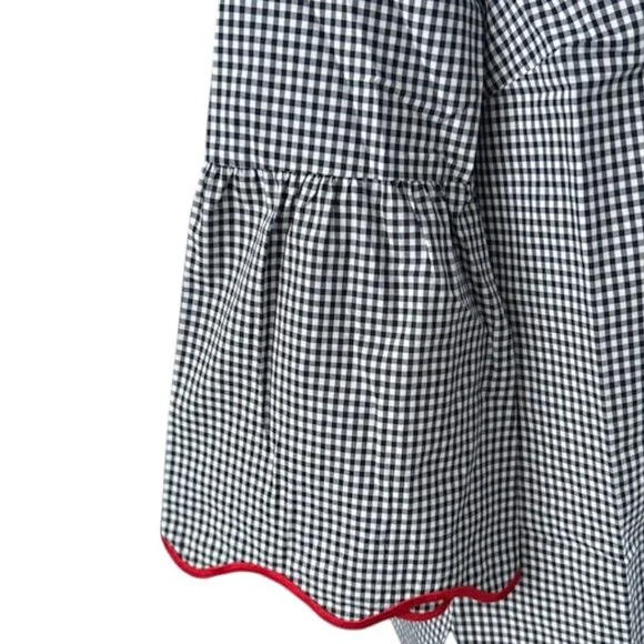 Oprah Magazine NWOT For Talbots Popover Shirt Wome's Ladybug Black Gingham Top S - Picture 10 of 14